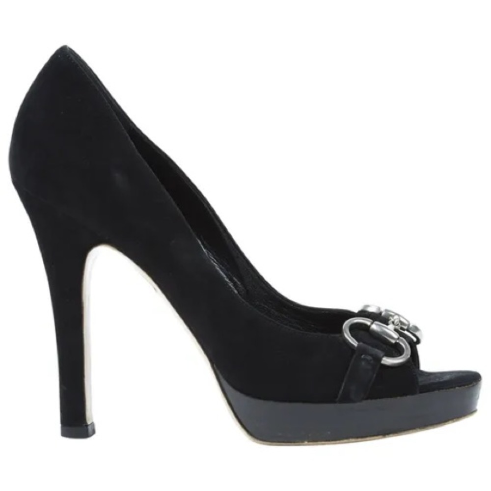 Gucci Suede Horsebit Pumps